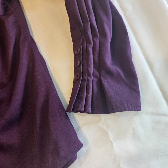 Coldwater Creek Plum Purple Pleated Tuxedo Front Button Down Blouse - Picture 6 of 8
